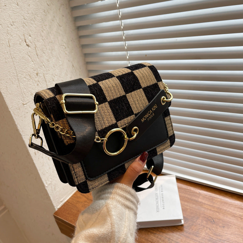 Women's High-grade Exquisite Fashion Chessboard Plaid Niche Shoulder Bags