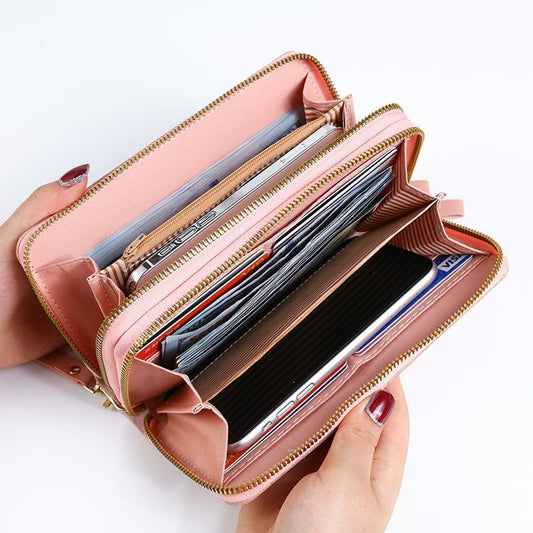 Women's Double Layer Zipper Large Capacity Mobile Ladies Wallets