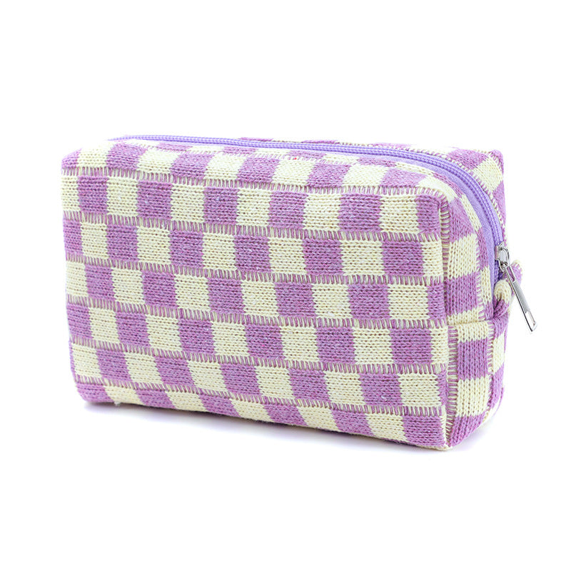 Chessboard Grid Portable Toiletry Large Capacity Cosmetic Bags