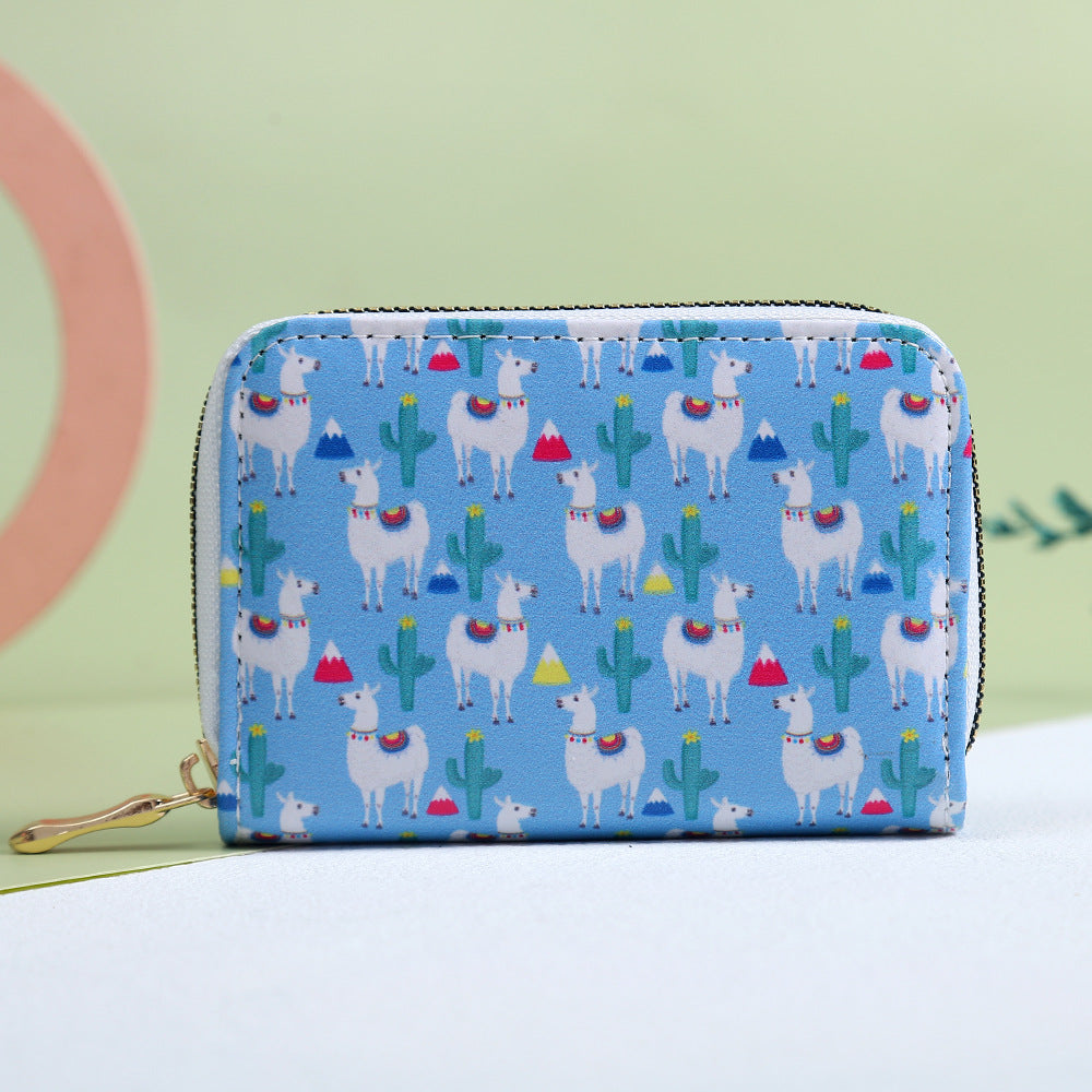 Women's Cartoon Change Printed Alpaca Expanding Single Ladies Wallets