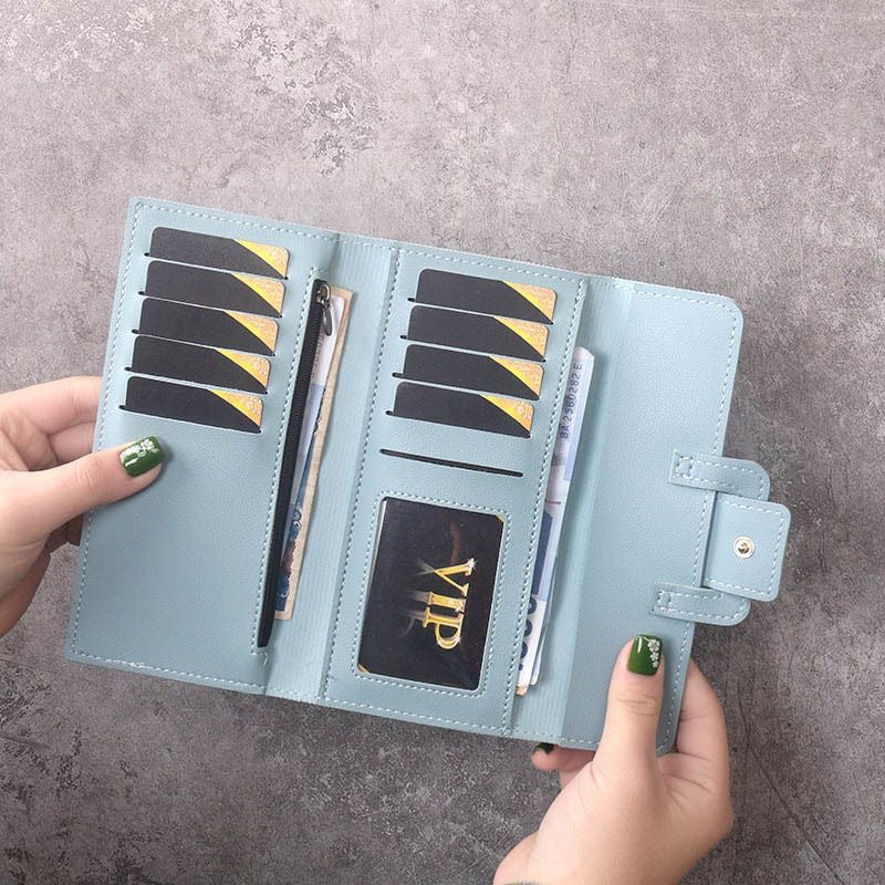 Pochette longue multifonction en cuir pour femmes, portefeuilles simples coréens pour dames