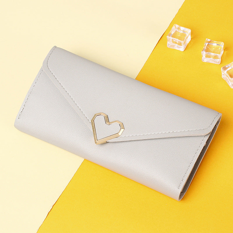 Women's Long Heart-shaped Three-fold Female Clutch Card Holder