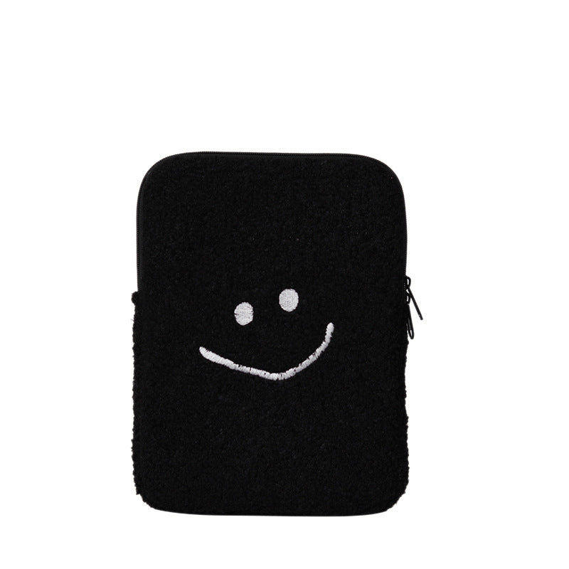 Sacs pour tablette d'ordinateur à doublure de visage souriant en peluche à la mode