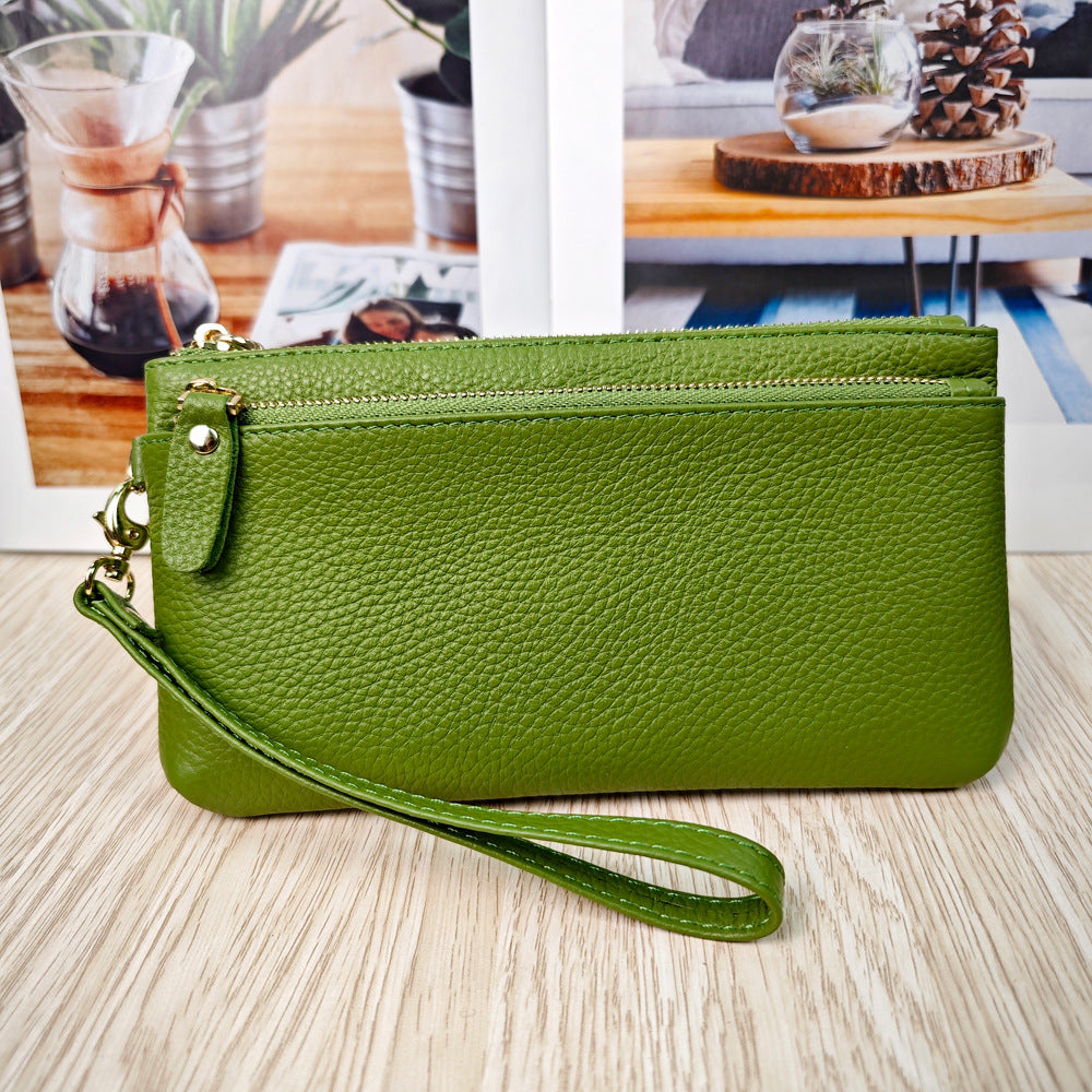 Women's Fashion Genuine Leather Wrist Multifunctional Zipper Ladies Wallets