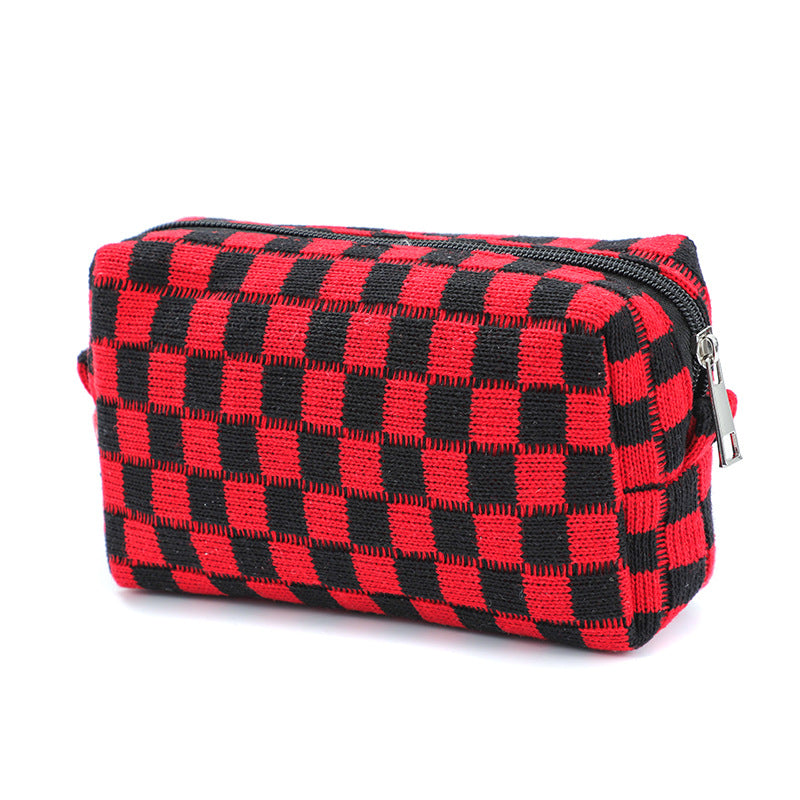 Chessboard Grid Portable Toiletry Large Capacity Cosmetic Bags