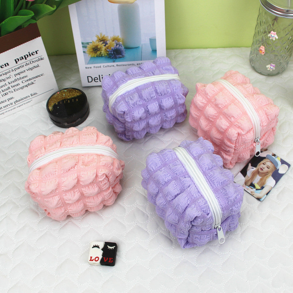 Puff Bubble Lattice Data Cable Storage Coin Purses