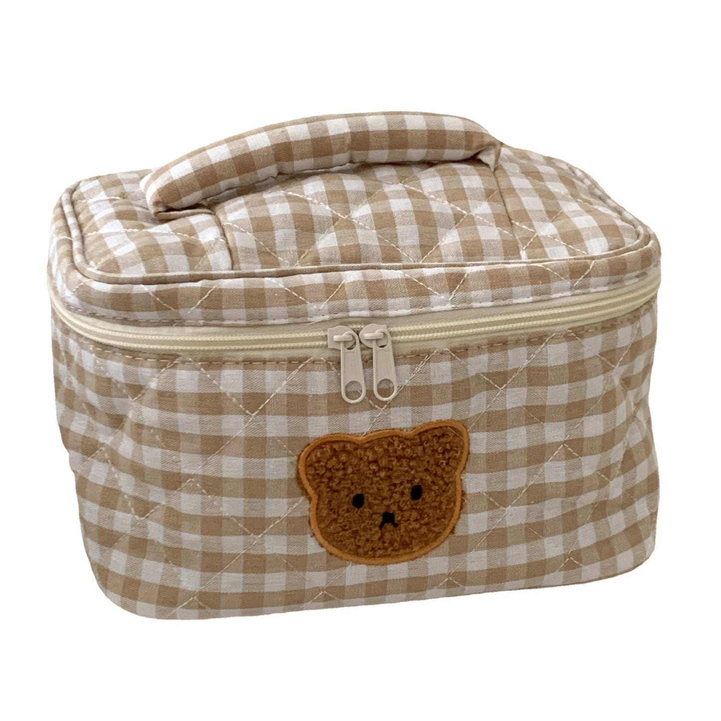 Women's Curly Patch Bear Cute Niche Storage Portable Large Cosmetic Bags