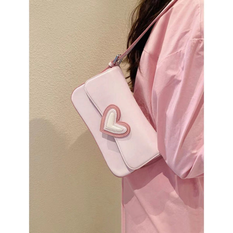 Pink Heart-shaped Design French Style Heart Shoulder Bags