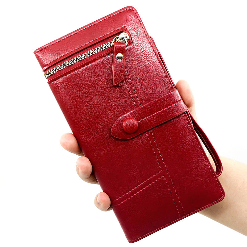 Women's Fresh Sweet Leather Long Zipper Ladies Wallets