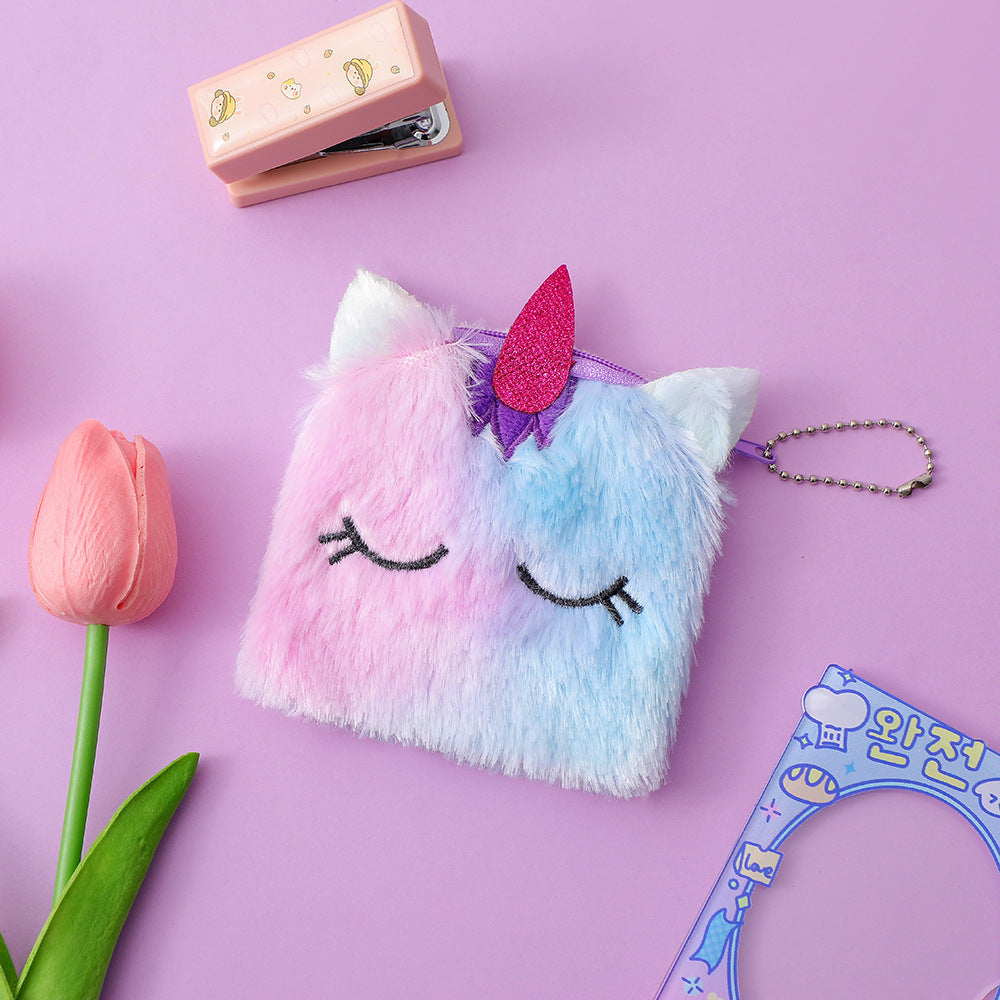 Cadeaux licorne de dessin animé pour enfants, cadeau en peluche, porte-monnaie pour enfants