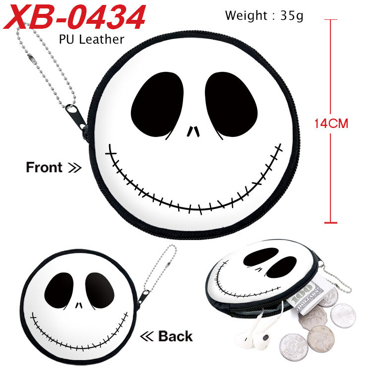 Night Scare Anime Peripheral Leather Round Zipper Earphone Coin Purses