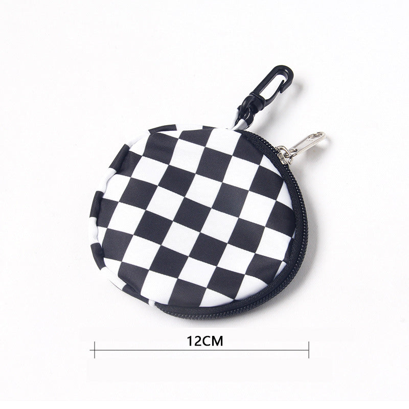 Plaid Earphone Pendant Black White Cute Bags