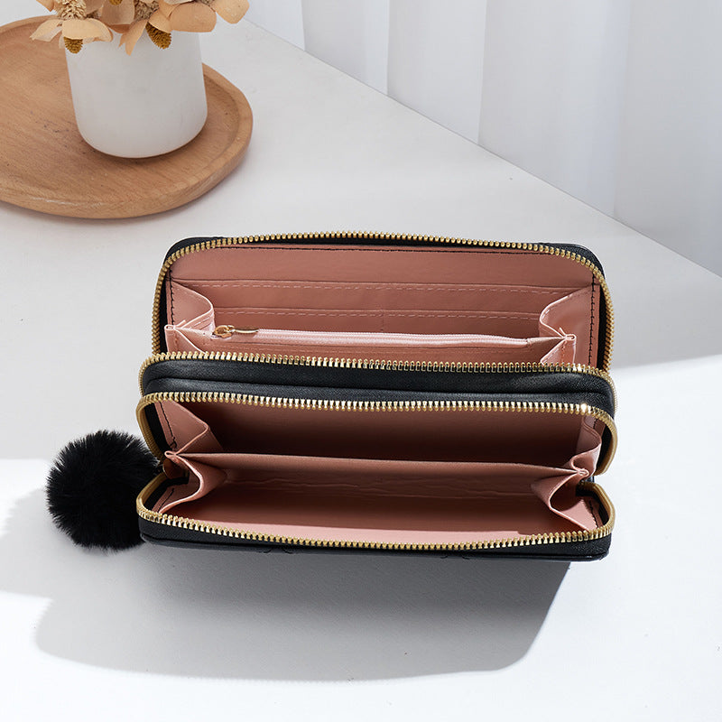 Pochette à Double fermeture éclair longue pour femmes, portefeuilles simples à la mode pour dames