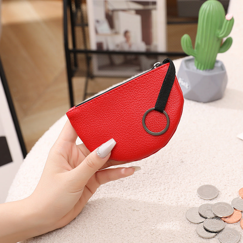 Litchi Pattern Soft Leather Semicircle Creative Coin Purses