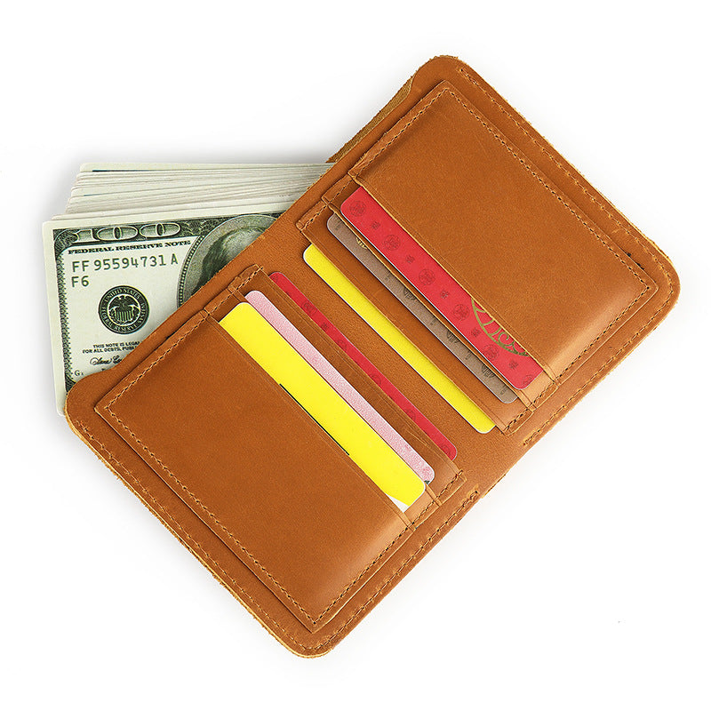 Men's Horse Leather Retro Vertical Full First Coin Purses