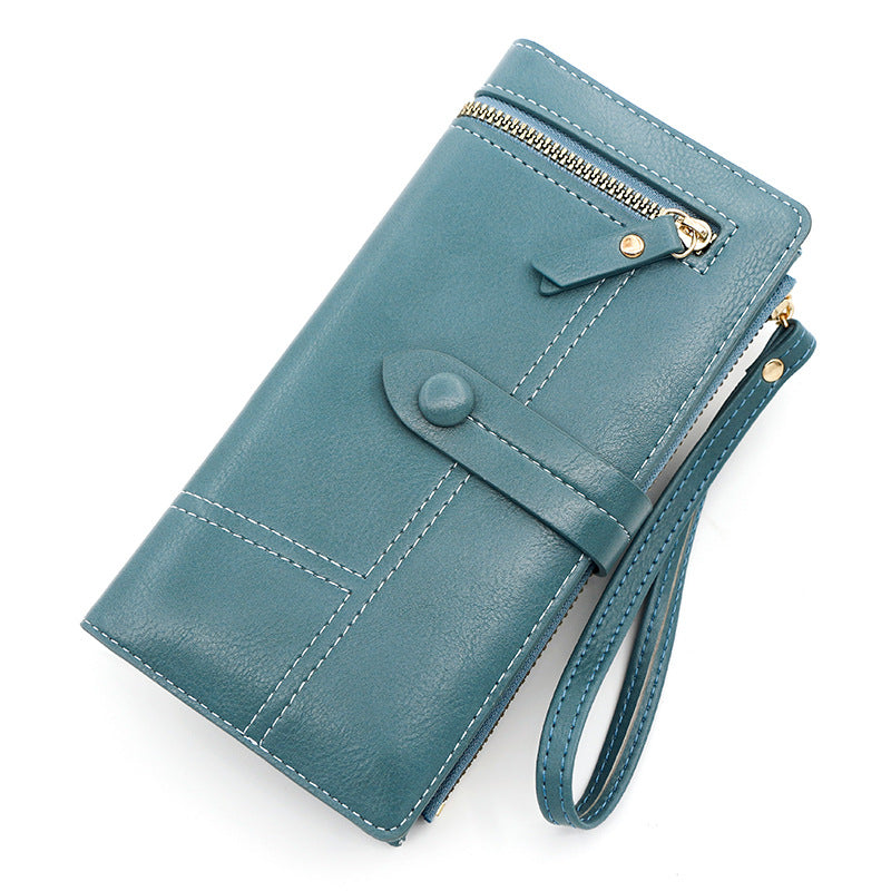 Women's Fresh Sweet Leather Long Zipper Ladies Wallets