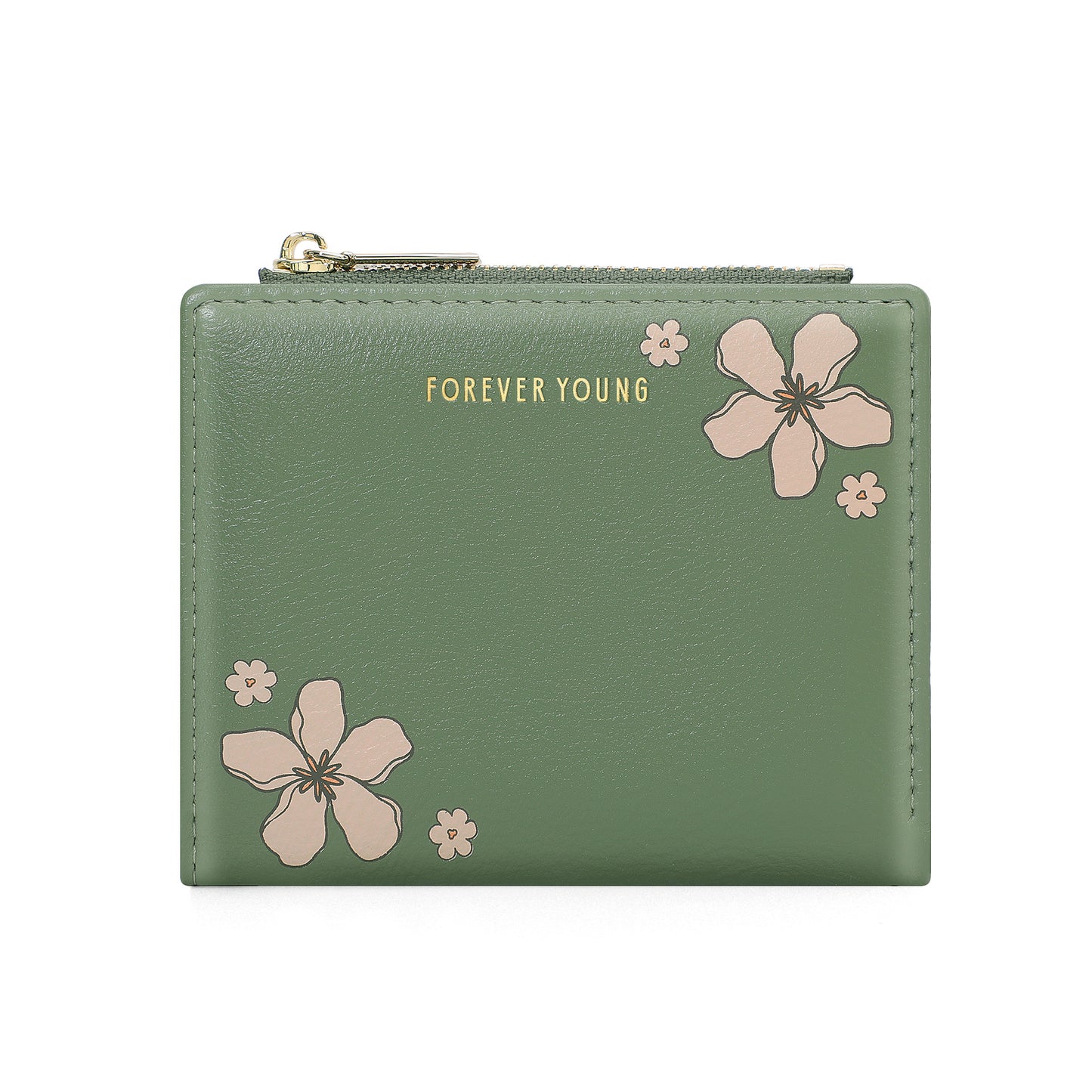 Women's Short Print Two-fold Zipper Korean Style Card Holder