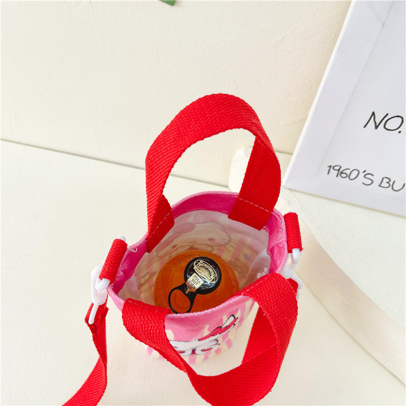 Children's Fashion Cute Water Cup Canvas Good-looking Children's Shoulder Bags