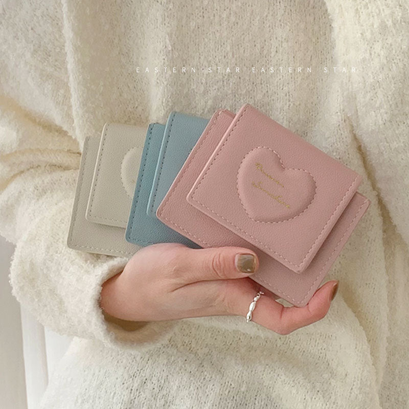 Women's Color Korean Style Small Love Embossed Ladies Wallets