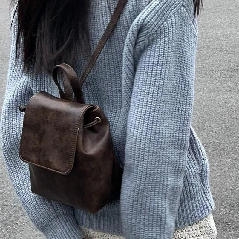 Women's Spring Retro Textured Brown About Fashion Backpacks