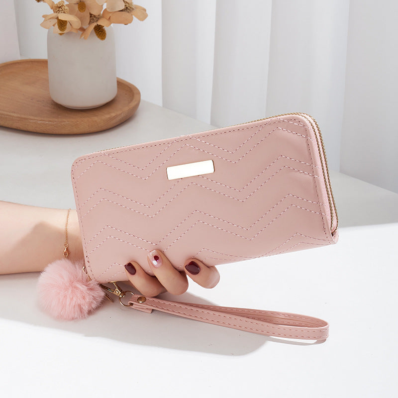 Pochette à Double fermeture éclair longue pour femmes, portefeuilles simples à la mode pour dames