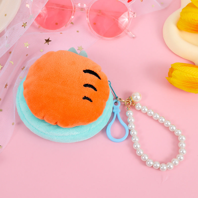 Cute Plush Bead Necklace Fruit Headset Coin Purses