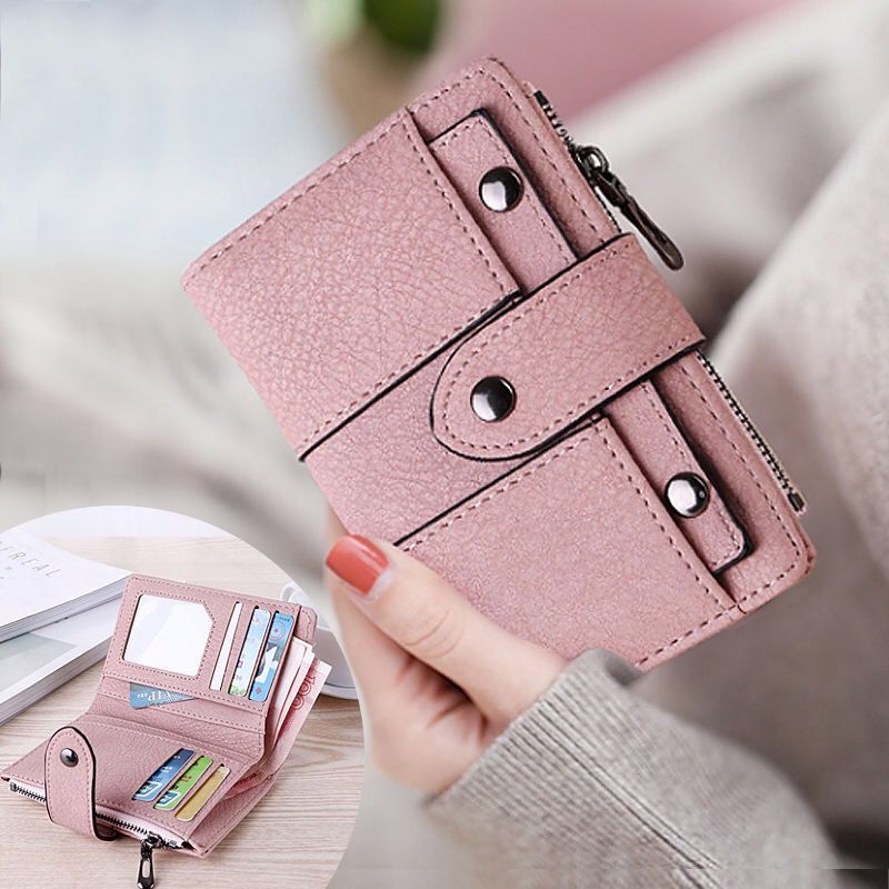 Women's Korean Style Fashionable Rivet Personalized Retro Ladies Wallets