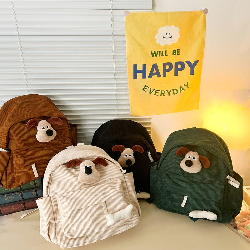 Children's Cartoon Cute Puppy Corduroy Boys Children's Backpacks