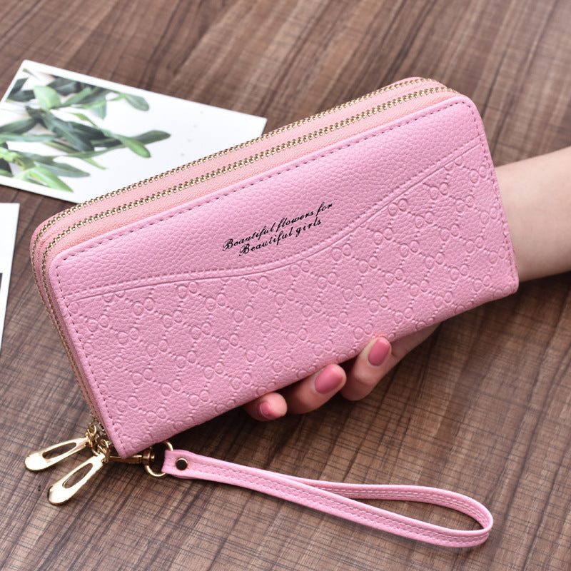 Women's Long Large Capacity Double Zipper Clutch Purses