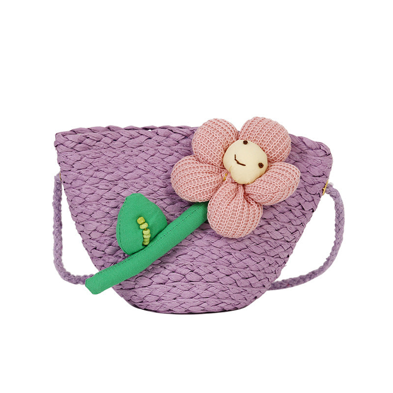 Children's Female Cute Straw Woven Little Princess Bags