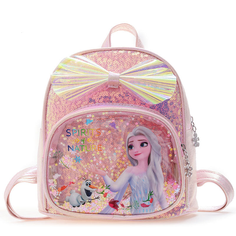 Mini sac à dos à paillettes avec nœud mignon pour enfants, princesse à la mode