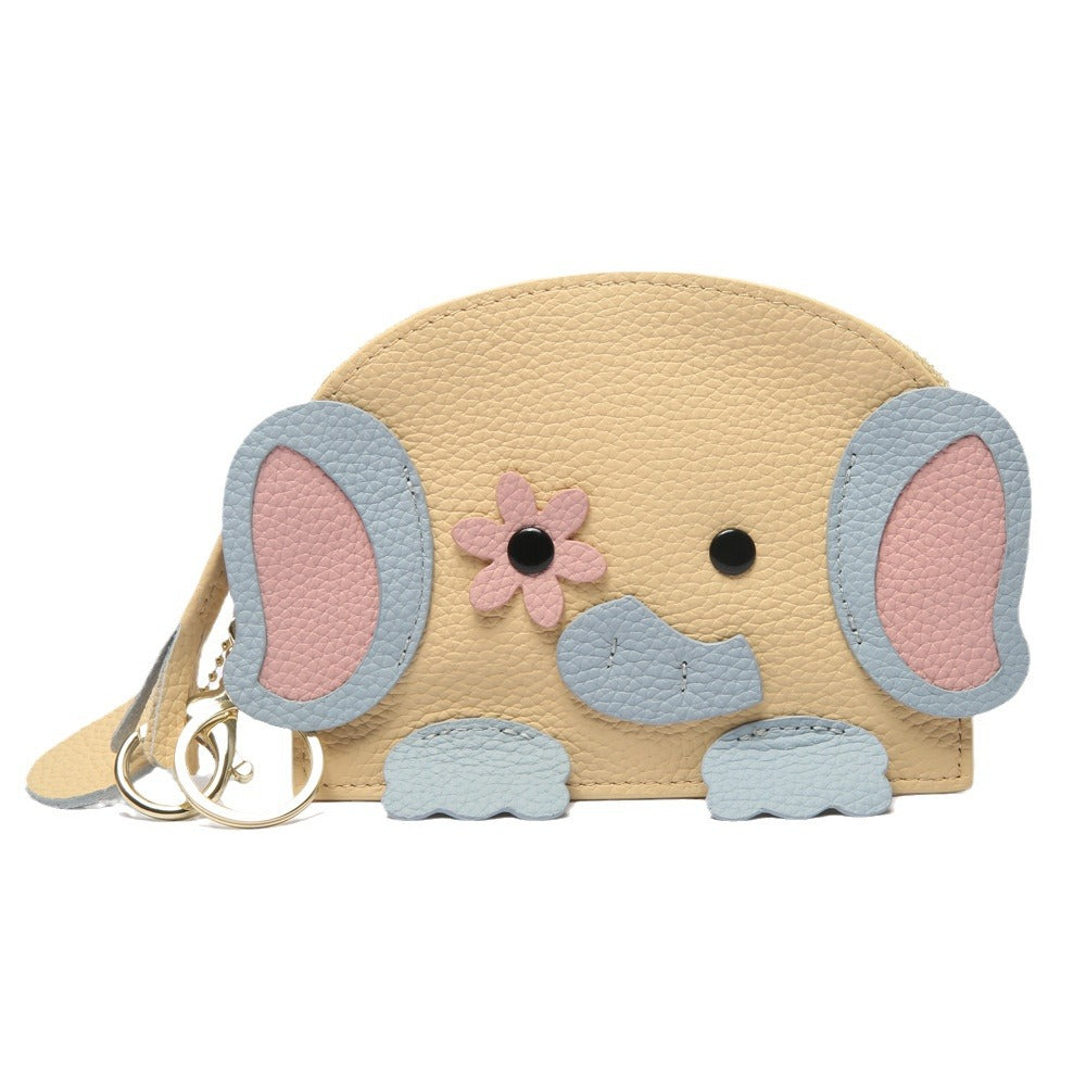 Style mignon éléphant poche à glissière femme porte-monnaie compact