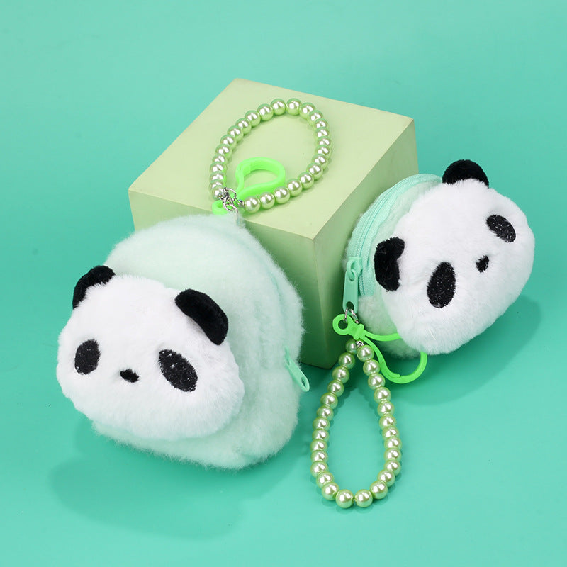 Cartoon Plush Panda Mini Storage Bead Necklace Coin Purses