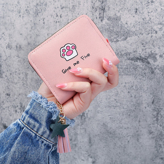 Women's Mini Short Zipper Korean Cartoon Tassel Ladies Wallets