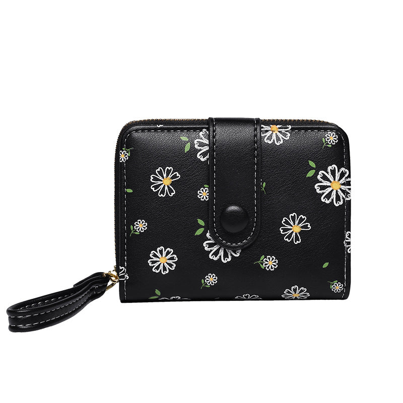 Korean Style Daisy Watercolor Printing Short Ladies Wallets