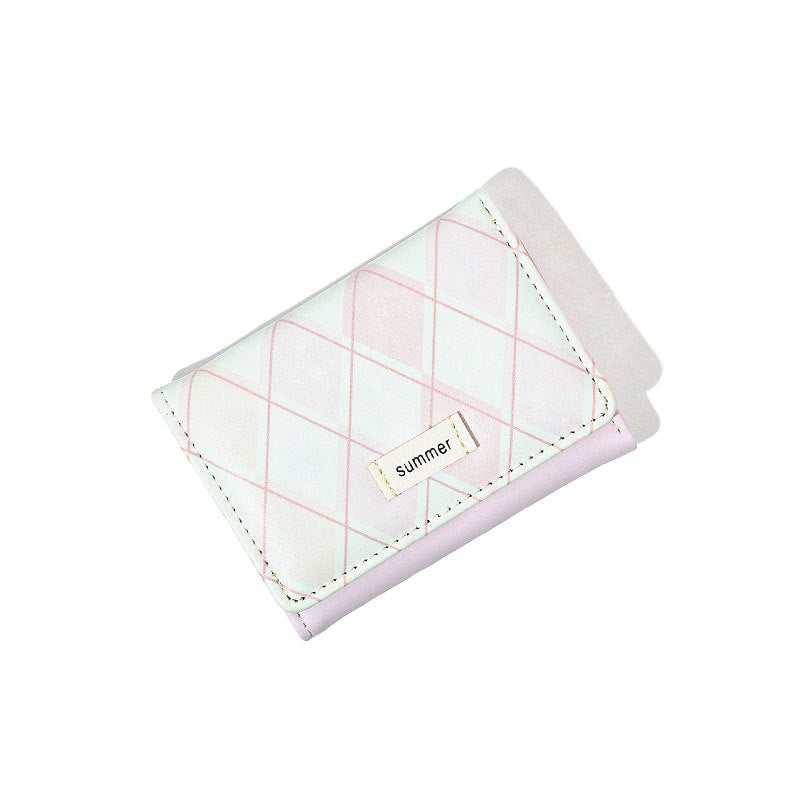 Women's Plaid Small Fresh Folding Three Fold Ladies Wallets