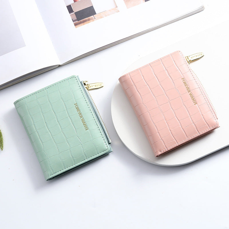 Women's Fashion Short Small Simple Two-fold Korean Ladies Wallets