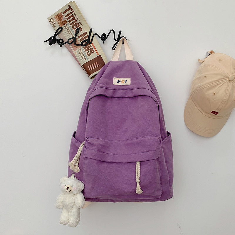 Style Fresh Campus Simple Canvas Female Backpacks