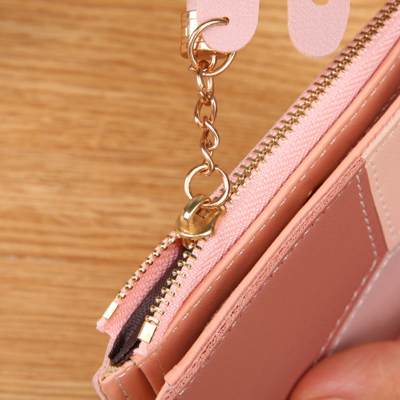 Women's Female Korean Style Stitching Contrast Color Coin Purses