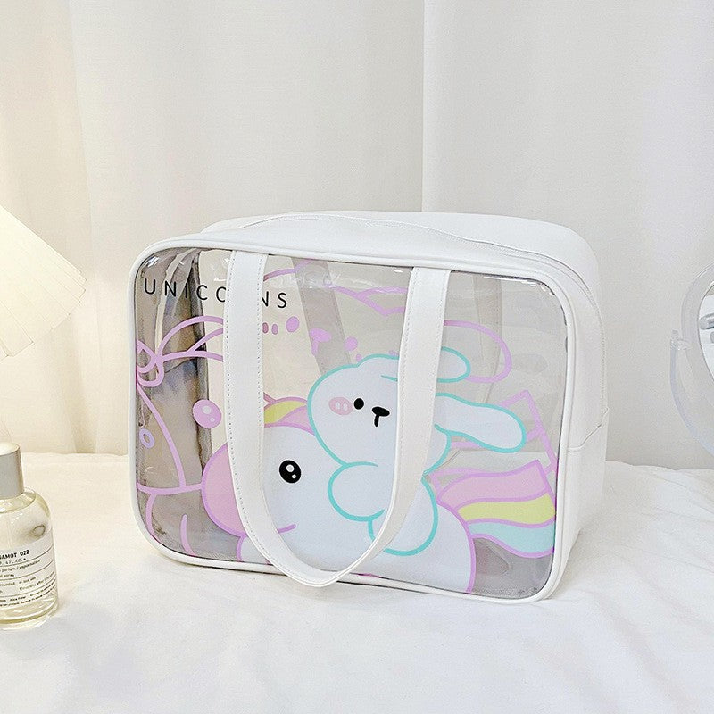 Transparent Cartoon Large Capacity Storage Cute Portable Dry Cosmetic Bags