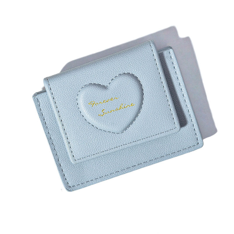 Women's Color Korean Style Small Love Embossed Ladies Wallets