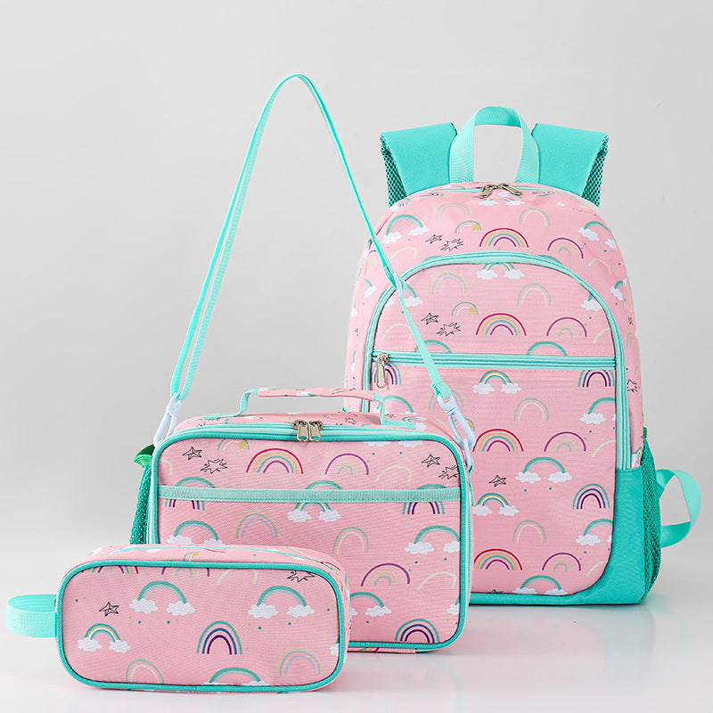 Children's Autumn Three-piece Unicorn Lunch Pencil Suit Elementary School Students' Schoolbags