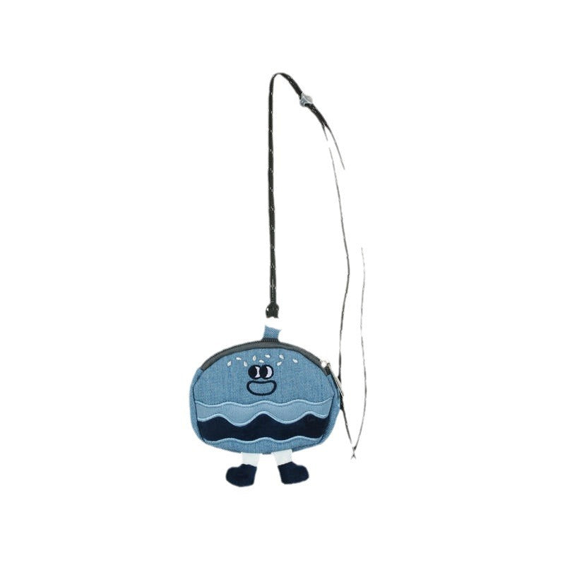 Denim Hamburger Funny Expression Earphone Storage Coin Purses