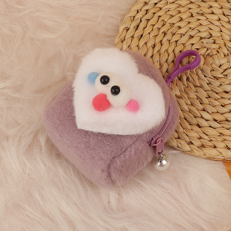 Cartoon Three-dimensional Plush Bag-shaped Love Heart Flowers Earphone Claw Coin Purses