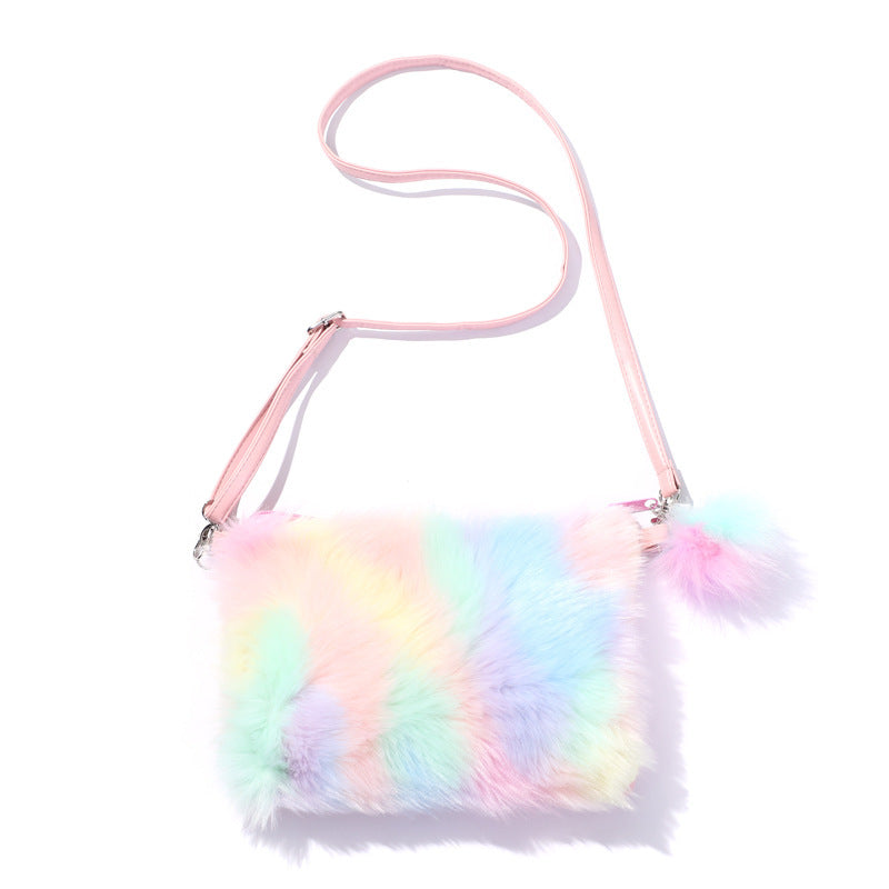 Sacs simples en peluche arc-en-ciel pour enfants, petits mobiles mignons