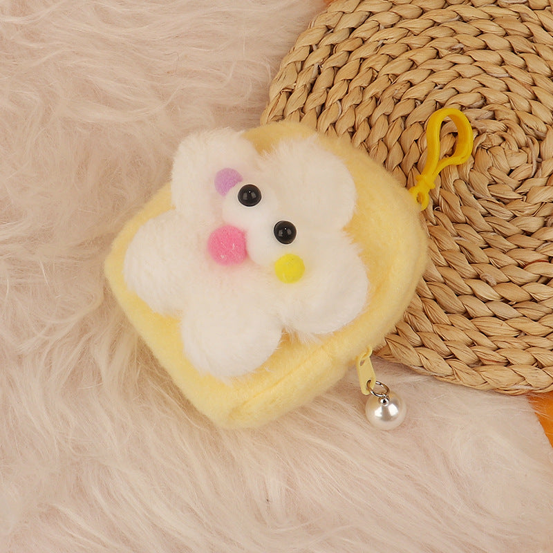 Cartoon Three-dimensional Plush Bag-shaped Love Heart Flowers Earphone Claw Coin Purses