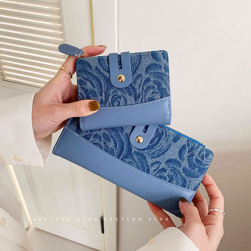 Women's Denim Pattern Korean Style Exquisite Practical Ladies Wallets