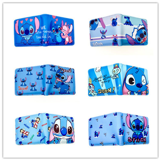 Cute Cartoon Stitch Short Anime Blue Long Coin Purses