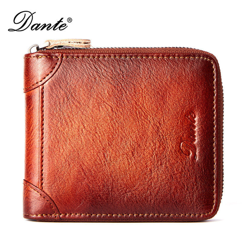 Men's Leather Short Zipper Multifunctional Large Capacity First Layer Men's Wallets