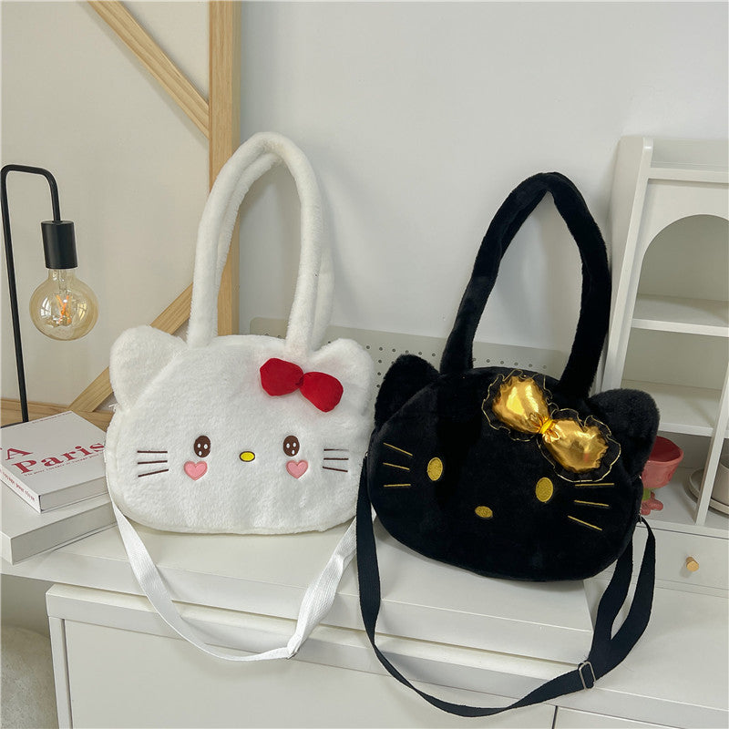 Children's Cat Plush Large Capacity Fashion Tote Children's Shoulder Bags